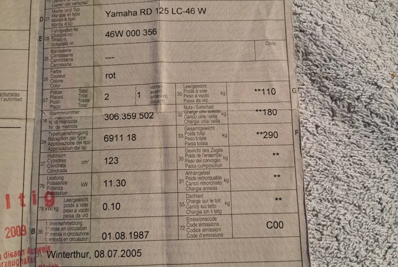 Yamaha RD 125 LC, Usato, Svizzera, Riva San Vitale