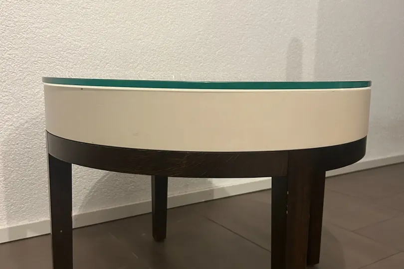 Table basse moderne en bois et verre – Ø 60 cm, Svizzera, Lausanne