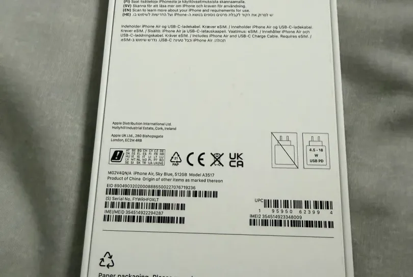 Apple iPhone 17 Air 512GB 12GB RAM, Svizzera, Arboldswil