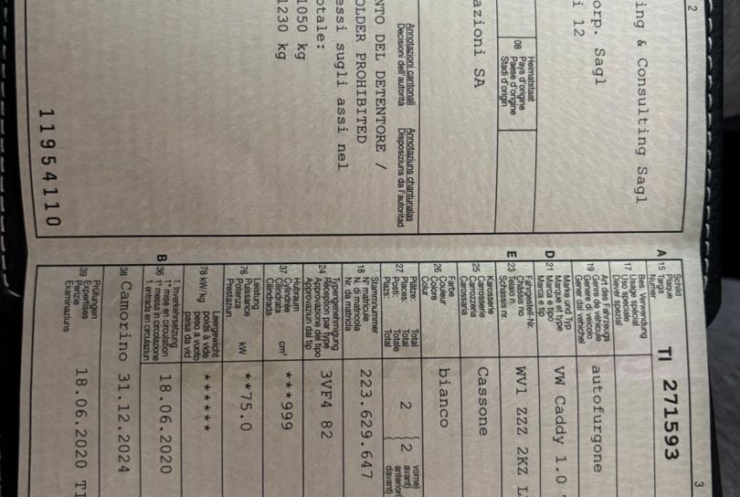 Vendo Volkswagen Caddy , Usagé, Suisse, Agra