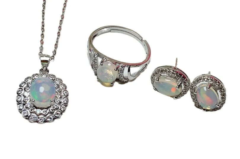 Colored Gems Jewelry 925 Silver Inlaid Opal Suit F, Schweiz, Schaffhausen